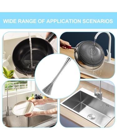 Wire Scrub Brush Stainless Steel Wire Brushes with Long Handle | Kitchen Dish Scrub Brush with Hangable Handle Cleaning Steel Wool Pads Metal Scrubber for Kitchen Sinks - Buy Online on GoSupps.com