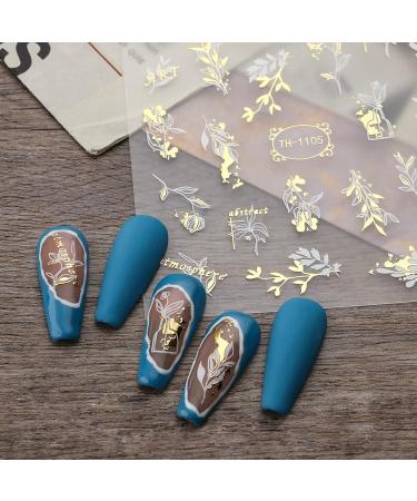 Marble Nail Art Stickers - Black Gold White Mix - Self-Adhesive Flowers - Manicure DIY Nail Decorations - 5 Sheets - Buy Online on GoSupps.com
