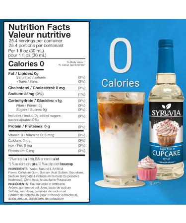 Syruvia Sugar-Free Cupcake Coffee Syrup - 25.4 fl oz Premium Coffee Flavoring Syrup - 0 Calorie- Kosher Coffee Syrups Gluten Free Perfect for Drinks Soda Shakes Desserts and More. - Buy Online on GoSupps.com