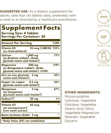 Solgar Advanced Calcium Complex with Vitamins D3  K2  and Zinc - 240 Capsules (2 Pack) - Buy Online on GoSupps.com