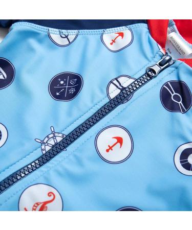 BONVERANO Baby Boys Swimsuit | Long-Sleeve One Piece Swimwear | UPF 50+ Sun Protection | Blue | 9-12 Months - Buy Online on GoSupps.com
