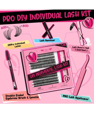 PRO DIY Eyelash Extension Kit - 280 PCs Individual Eyelashes Beginner-friendly Applicator & Brush | 9-16 MIX 60D+80D-D - Buy Online on GoSupps.com