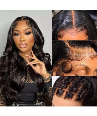 Upgraded Bleached Knots Body Wave Human Hair Wig 13x4 HD Pre CutLace Front Wigs 200% Density Brazilian Real Human Hair Wigs for Women Wear and Go Glueless Wigs Natural Black Color 20 Inch 20 Inch 13x4 Lace Body Wave Wig
