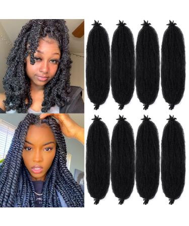 Marley Hair 24 Inch 8 Packs Pre Separated Springy Afro Twist Hair Marley Twist Braiding Hair for Faux Locs Crochet Hair Synthetic Protective Spring Twist Hair Extensions for Women (1b) 24 Inch(Pack of 8) 1b