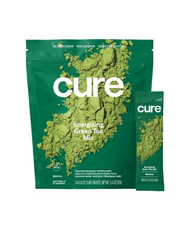 Cure Matcha Energizing Green Tea Mix - Natural Energy Drink with Electrolytes and Caffeine | Ceremonial Grade Matcha | Made with Coconut Water | No Added Sugar | Vegan | Paleo Friendly | Pouch of 14 Energy Packets - Matcha…