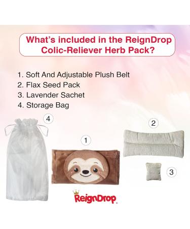 ReignDrop Stomach Wrap for Newborns - Gas & Colic Relief Baby Belt with Flaxseed & Lavender - Sloth Design - Buy Online on GoSupps.com