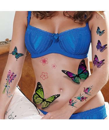 EGMBGM 6 Large Colorful Butterfly Temporary Tattoos - Realistic 3D Decals for Women, Girls, and Adults - Buy Online on GoSupps.com