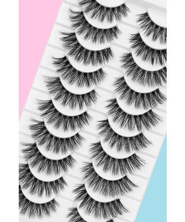 False Eyelashes Clear Band Mink Lashes Fluffy 5D Soft Fake Eyelashes Faux Mink Lashes Natural Look Cat Eye 14MM Fluffy Light Volume Eyelash 10 Pairs  - Buy Online on GoSupps.com