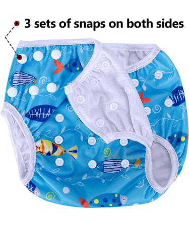 Luxja Reusable Swimming Diaper for Babies - Adjustable Washable Swim Trousers (0-3 Years) - 2 Pack Shell & Blue Fish - Buy Online on GoSupps.com