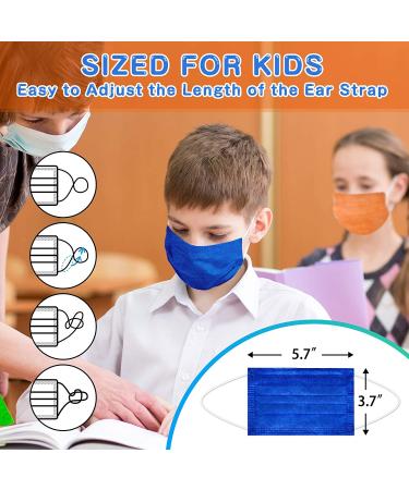 Kids Face Mask Individually Wrapped - 50PCS Multicolored Disposable Masks for Boys and Girls - 3-ply, Children's Size for Childcare and School - Daily Use, 5 Colours - Dark Multicolor - Buy Online on GoSupps.com