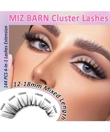 Buy MIZ BARN 144pcs D Curl Lash Clusters - Fluffy Individual Eyelashes 12-18mm for DIY Home Extensions - Buy Online on GoSupps.com