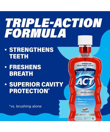 ACT Anticavity Zero Alcohol Fluoride Mouthwash 18 fl. oz. With Accurate Dosing Cup Cinnamon (Pack of 1) Cinnamon 18 Fl Oz (Pack of 1) - Buy Online on GoSupps.com
