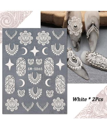 Embossed Bohemian Retro Lace Nail Art Stickers - 4 Sheets for Women and Girls - Buy Online on GoSupps.com