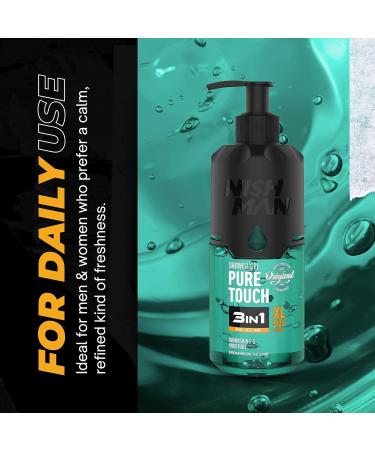  nishman NISHMAN Shower Gel Pure Touch 480ml 3-in-1 Formula for Body Hair & Face Gentle Daily Cleanser for Men with Invigorating Fragrance Moisturizing Gel for All Skin Types - Buy Online on GoSupps.com