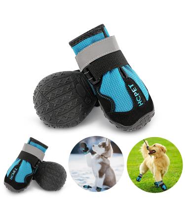 COMSLE Dog Boots Shoes for Injured Paws Waterproof 4Pcs/Set Dog Paw Protectors Large Dog Cat Working Boots With Comfortable Adjustable Reflective Straps and Anti Slip Soles (Blue) Size 6:Width 5.6-6.6CM(2.6 Inch) Blue