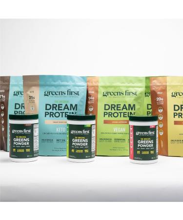 Greens First Dream Protein Powder Keto - 21g Protein Per Serving - Low Carb - with MCT Oil & Collagen - Non-GMO Gluten-Free Caffeine-Free (Rich Dutch Chocolate 29.31 oz) Rich Dutch Chocolate 29.31 Ounce - Buy Online on GoSupps.com