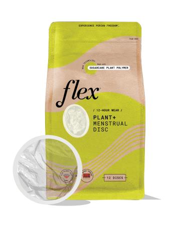 Flex Plant+ Disc | Plant-Based Disposable Period Discs | Tampon, Pad, and Cup Alternative | Capacity of 5 Super Tampons | Menstrual Disc Made with Sustainable Medical-Grade Plant Polymers | 12 Count