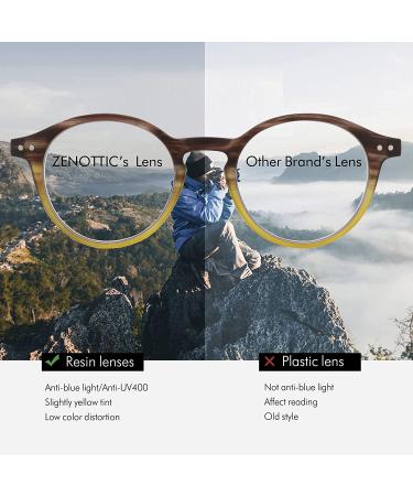 ZENOTTIC Blue Light Blocking Reading Glasses | Round Men Women | 0.0 1.0 1.5 2.0 2.5 3.0 3.5 Magnification | Crystal-Brown Frame - Buy Online on GoSupps.com