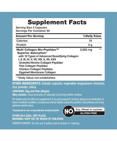 NeoCell Multi Collagen Peptides Capsules | 360 Pills | 10 Types of Advanced Bio-Peptides | Superior Absorption | Grass Fed Complex Supplement | for Women and Men - Buy Online on GoSupps.com