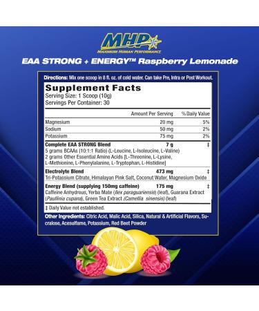 MuscleMeds Maximum Human Performance EAA Strong Energy EAA Supplement All 9 EAAs BCAAs Electrolytes Coconut Water Pre-Workout Enhances Muscle Building 30 Serves - 10.26 Oz - Buy Online on GoSupps.com