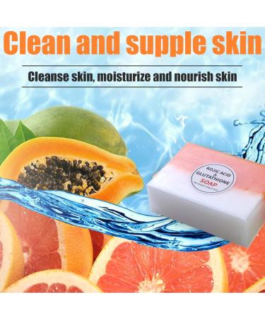 Hperu Glutathione Soap Kojic Acid & Glutathione Soap 2 PCS Skin Whitening Rich Foaming 140G Kojic Sojic Soup Natural Organic Multiusage Kojic Acid Soap for Facial Back Legs Body Kojic Acid + Glutathione - Buy Online on GoSupps.com