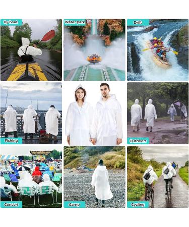 BFONS 2 Pcs Reusable White EVA Rain Ponchos for Adults | Waterproof Rain Coats for Camping, Hiking & Travel | Drawstring Hood & Sleeves | Men & Women - Buy Online on GoSupps.com