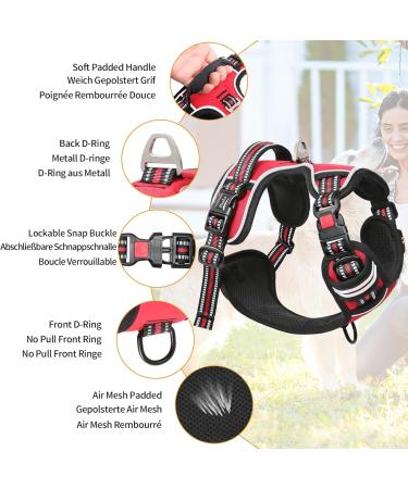Buy Heele Dog Crockery & Adjustable Reflective Breast Harness - Anti-Train Running Harness with Lockable Snap Lock Red Size L (43-86cm) - International Shipping Available - Buy Online on GoSupps.com
