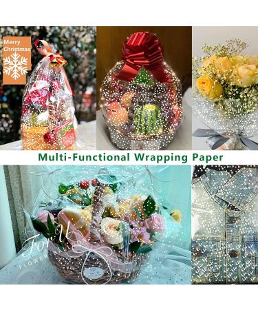 HOMPAL 115 ft Clear Cellophane Wrap Roll (33 in x 115 ft) - Polka Dot Cellophane Roll - Clear Wrap Cellophane Bags - Clear Wrapping Paper to Wrap Gift Baskets - Clear Gift Wrap - Celophane Basket Wrap - Cello Wrap White - Buy Online on GoSupps.com