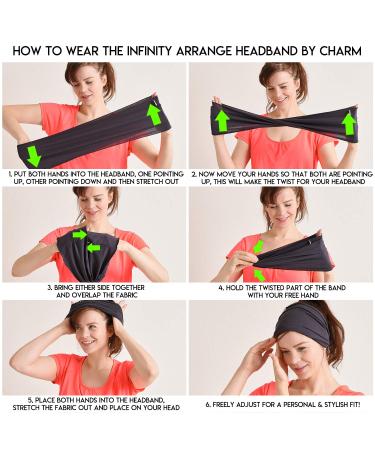 CHARM Japanese Headband 2-Pack - Men's Head Wraps Elastic Bandana for Workout, Women Hair - Black & Dark Gray - Buy Online on GoSupps.com