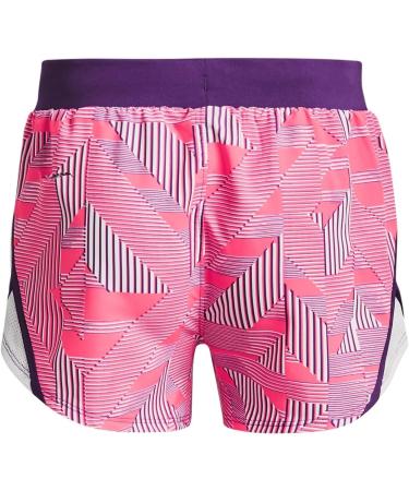 Under Armour Girls Fly By Printed Shorts - Pink Shock/White/Galaxy Purple - Youth Medium - International Shipping Available - Buy Online on GoSupps.com