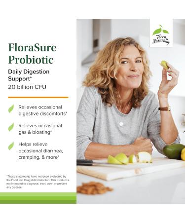 Terry Naturally FloraSure Probiotic - Digestion Supplement to Aid Against Occasional Bloating & Support Gas Relief - Gut Health Support with Bifidobacterium Bifidum - 30 Capsules (Pack of 2) - Buy Online on GoSupps.com