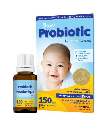 Baby Ddrops Probiotic 150 Drops - Colic Symptom Relief for Newborns and Infants - Easy-to-Use No Sugar Non-GMO Allergy-friendly