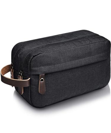 WANDF Toiletry Bag Small Nylon Dopp Kit Shaving Kit Lightweight Shaving Bag for Men and Women (B-Black)