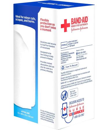 Band-Aid First Aid Rolled Gauze, White, 3 in X 2.5 yds - 1 Count - Buy Online on GoSupps.com