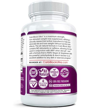 Carb Block Ultra White Kidney Bean Extract - Powerful Keto Diet Cheat Pills for Weight Loss - 60 Veggie Capsules - Buy Online on GoSupps.com