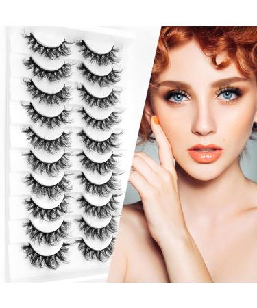 Goseek 3D Fake Mink Eyelashes - 10 Pairs Pack | Handmade Short Cat Eye Lashes for Natural Look and Charming Appeal - Reusable and Wispy Fluffy False Lashes | 14-19mm - Buy Online on GoSupps.com