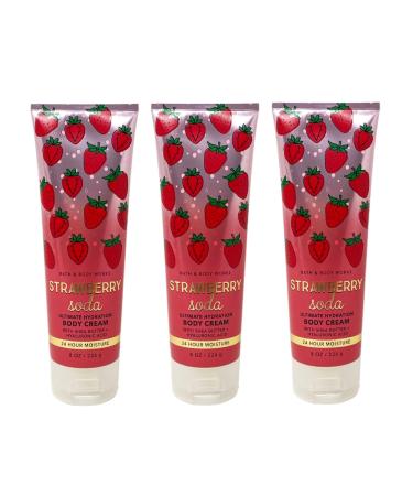 Bath & Body Works Strawberry Soda 3 Pack Ultimate Hydration Body Cream Set - 8 oz