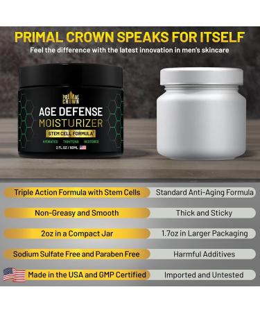 Men's Anti-Aging Moisturizer with Stem Cells - Anti-Wrinkle Skin Cream for Face - Plus Hyaluronic Acid and Peptides - Firming and Tightening Age Defense Cream Made in USA - Day & Night - 2 oz - Buy Online on GoSupps.com
