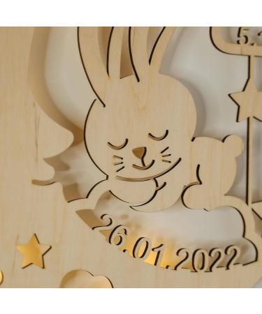 LAUBLUST Night Light Moon Rabbit - Personalized Baby Gift for Birth & Baptism - LED Decor for Children's Room | Natural Lighting Solution - Buy Online on GoSupps.com