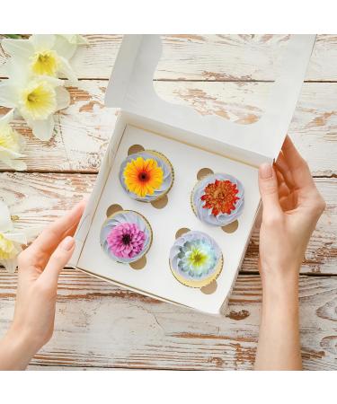 24 x Precut Dahlia Flower Edible Wafer Paper 2D Floral Cupcake Topper Decoration For Cakes - Buy Online on GoSupps.com