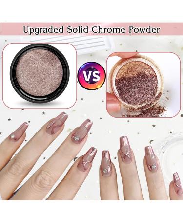 Rose Gold Chrome Nail Powder - Metallic Mirror Effect Pigment for Nails - Set of 6 Jars - Buy Online on GoSupps.com