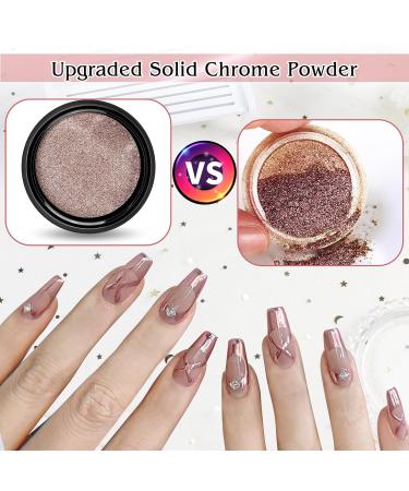 6 Colors Gold Chrome Nail Powder - Metallic Effect Chrome Pigments for Stunning Nail Art - Ros gold & Champagne Gold Options Available - Buy Online on GoSupps.com