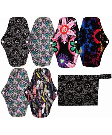 7pcs Set Mini Wet Bag + 6pcs 10 Charcoal Bamboo Mama Cloth Pads, Black Lace - Buy Online on GoSupps.com