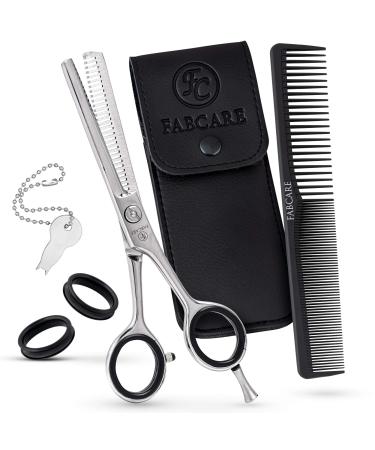 Fabcare professional effilator scissors on one side with comb and etui - thinning scissors with precision screw - 5.5 inches - Extra sharp fashion scissors made of high -strength knife steel - hairdresser step scissors for hair