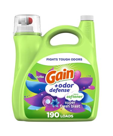 Gain + Odor Defense Liquid Fabric Softener Super Fresh Blast Scent 140 oz 190 Loads HE Compatible 140 Fl Oz (Pack of 1)