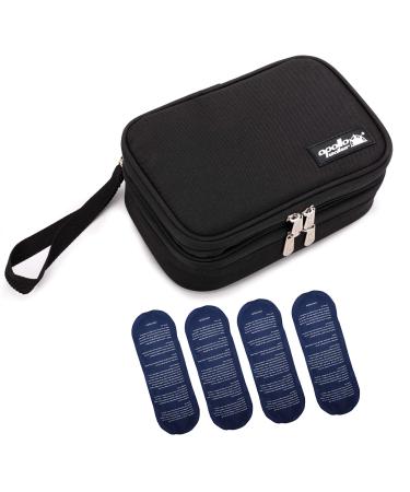apollo walker Insulin Cooler Travel Case Medication Cooler Diabetic Organizer for Insulin Pens Glucose Meter Diabetic Testing Kit and Other Supplies with 4 Ice Packs(Black Two Section) - Buy Online on GoSupps.com