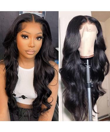 Eyefanniy 13X4 Lace Front Wigs Human Hair Body Wave HD Transparent Lace Frontal Wigs for Black Women Pre Plucked Natural Hairline with Baby Hair 180% Density (18 Inch)