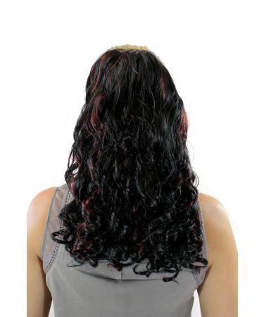 WIG ME UP - JL-3274-1BF350 Curly Hairpiece/Braid 50cm Long with Clips & Elastic Band - Black-Red Mix - International Shipping Available - Buy Online on GoSupps.com