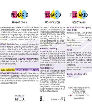Pediakid Probiotics - Dietary Supplements for Kids (10m) - Lactic Acid Bacteria Inulin Fibers & Zinc - Balance Intestinal Flora - 2x10 Sacks (20g) - Imported Worldwide - Buy Online on GoSupps.com