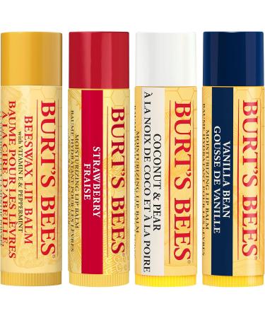 Burt's Bees Natural Lip Balms Gift Set - 4 Pieces + Intensive Night Care | 100% Natural Lip Care | International Shipping - Buy Online on GoSupps.com
